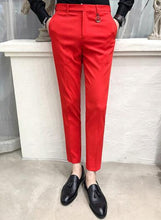 Load image into Gallery viewer, Mens Social Pants White Pants Mens British Style Trousers Mens Green Pants Office Dress Slim Fit Tight Red Social Club Pink 2020
